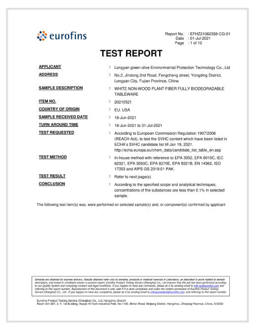 REACH SVHC Test Report