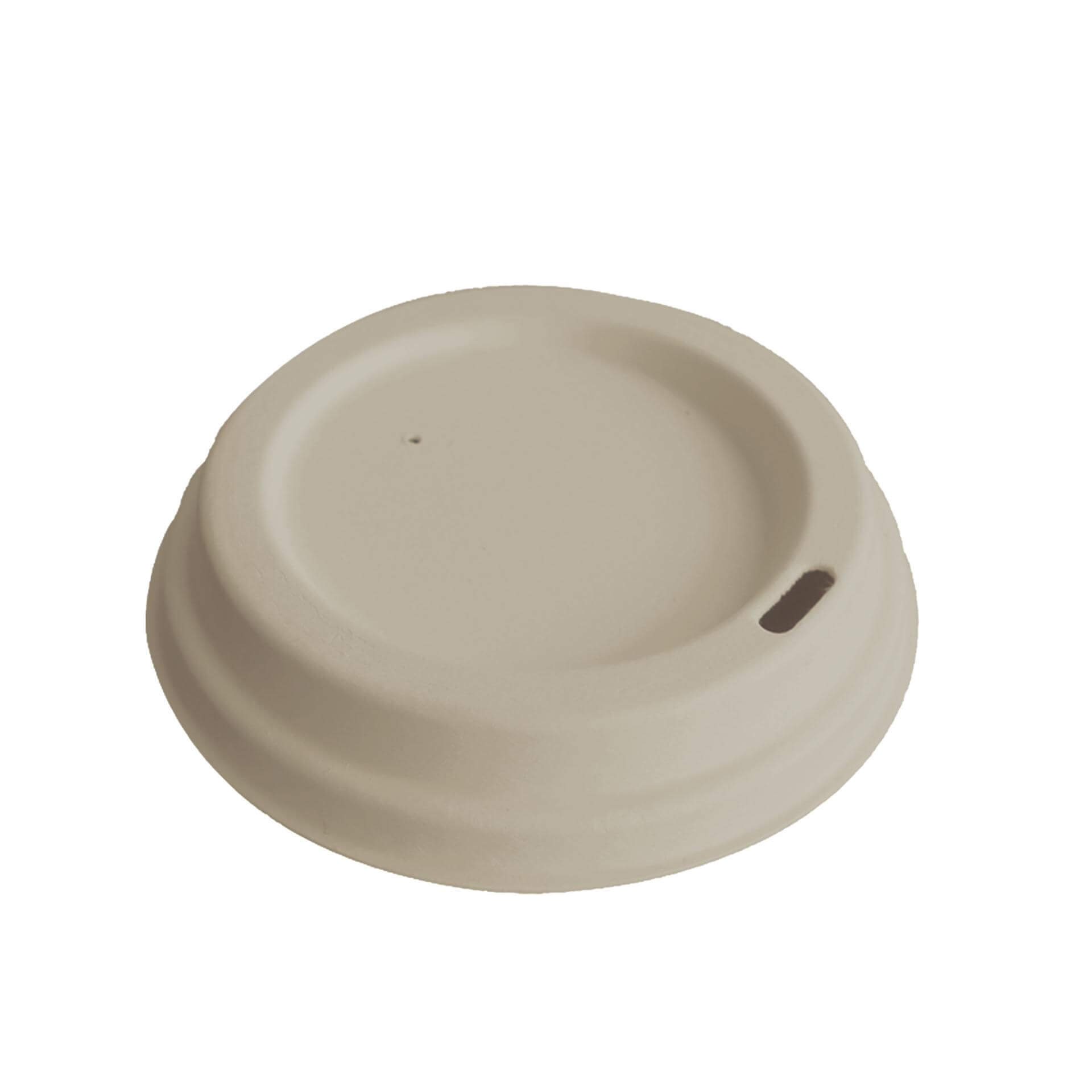 90mm natural brown sugarcane pulp sip lid, round design