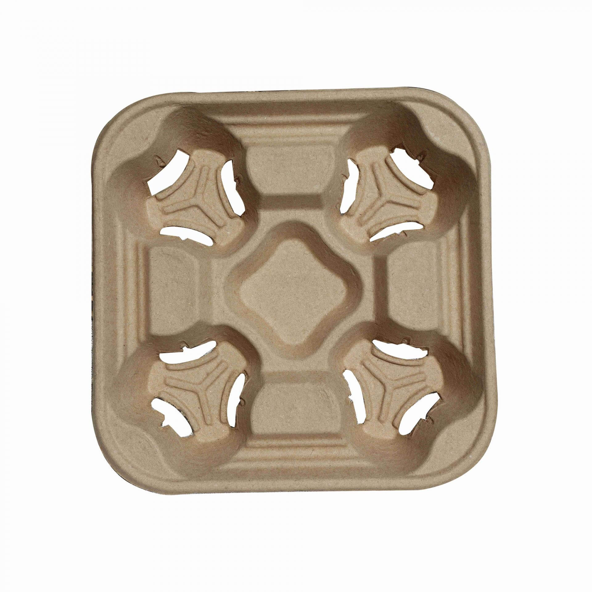Corrugated pulp disposable 4 cup holder tray takeaway carrier 