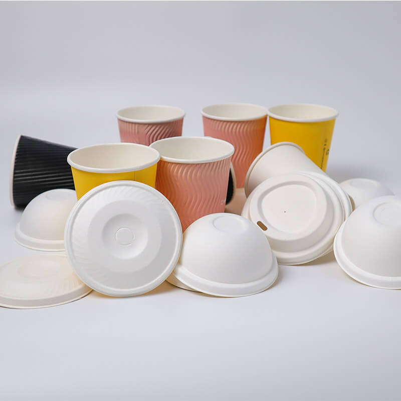 Custom Biodegradable Bagasse Pulp Cuplids, Coffee Paper Cup And Lids