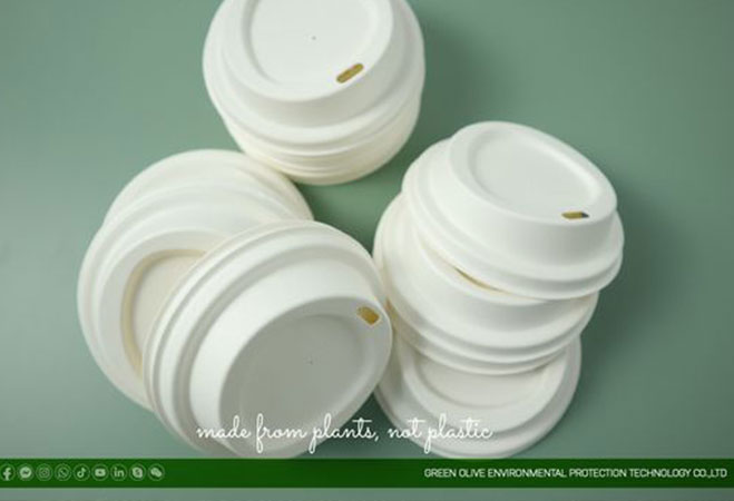What are the features of compostable coffee lids made from bagasse